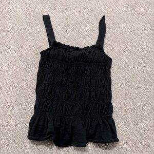 Black ruffle tank top #tanktop